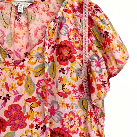 Lucky Brand Vibrant Floral Blouse Top Size Large - Picture 2 of 8